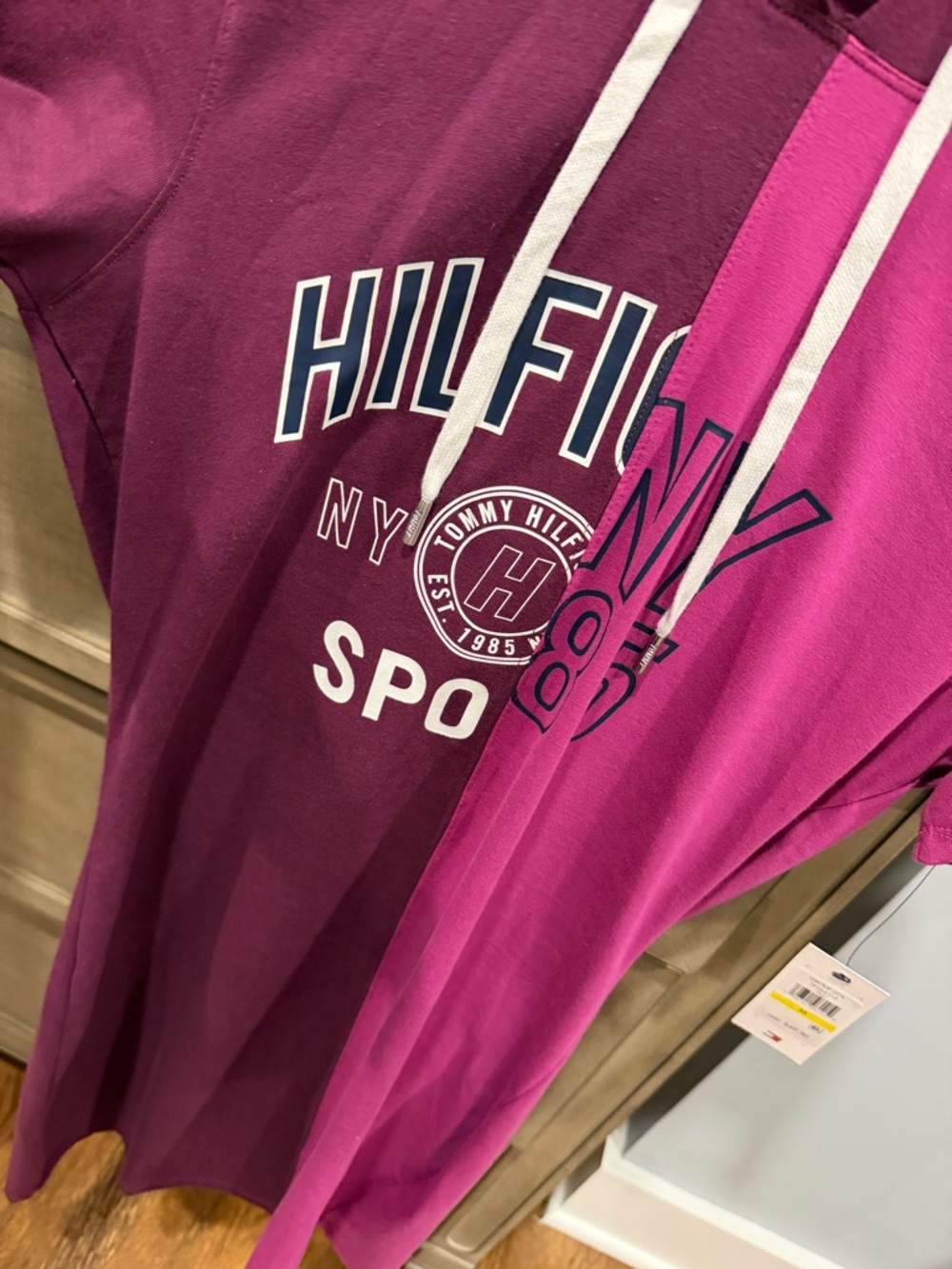Tommy Hilfiger Two-Tone Pink Hooded Midi Dress - Picture 6 of 6